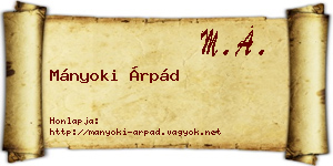 Mányoki Árpád névjegykártya